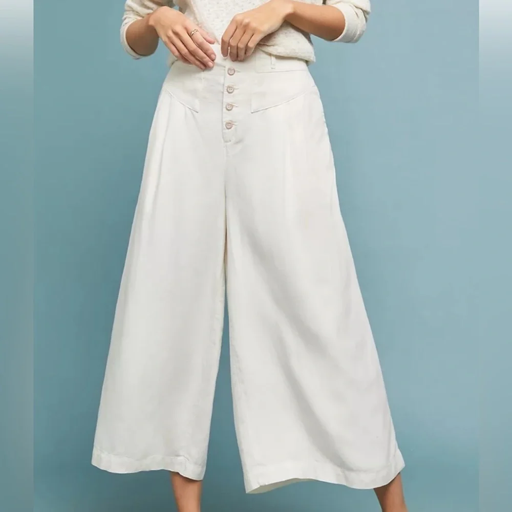 By Anthropologie Oceanside Cropped Wide Leg Pants - Picture 1 of 12